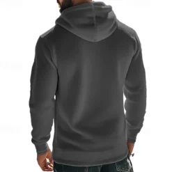 Clearance OUKU Men's Hoodie Sweatshirt Polar Fleece Black Army Green Khaki Dark Gray Light Blue Hooded Plain Drawstring Ribbed Front Pocket Sports & Outdoor Daily Holiday Polyester Streetwear Basic Casual Fall