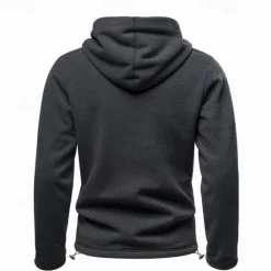 Clearance OUKU Men's Hoodie Sweatshirt Polar Fleece Black Army Green Khaki Dark Gray Light Blue Hooded Plain Drawstring Ribbed Front Pocket Sports & Outdoor Daily Holiday Polyester Streetwear Basic Casual Fall