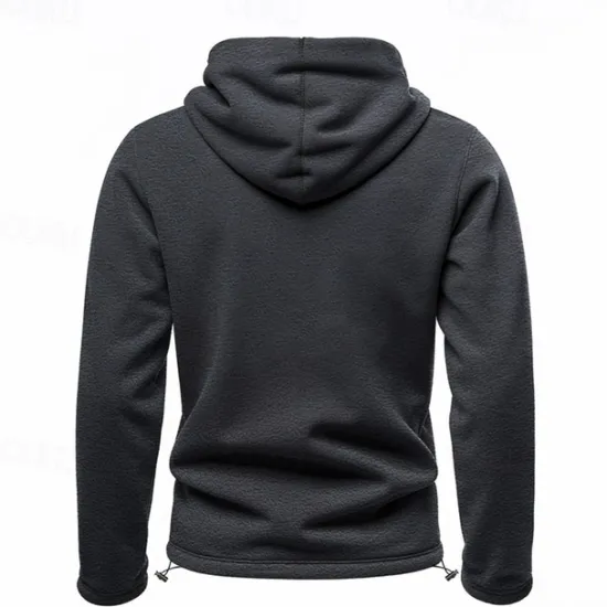 Clearance OUKU Men's Hoodie Sweatshirt Polar Fleece Black Army Green Khaki Dark Gray Light Blue Hooded Plain Drawstring Ribbed Front Pocket Sports & Outdoor Daily Holiday Polyester Streetwear Basic Casual Fall