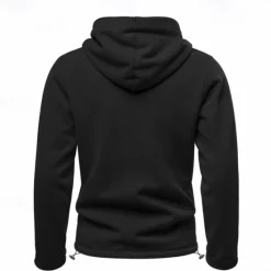Clearance OUKU Men's Hoodie Sweatshirt Polar Fleece Black Army Green Khaki Dark Gray Light Blue Hooded Plain Drawstring Ribbed Front Pocket Sports & Outdoor Daily Holiday Polyester Streetwear Basic Casual Fall