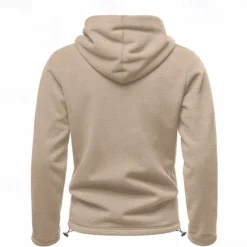 Clearance OUKU Men's Hoodie Sweatshirt Polar Fleece Black Army Green Khaki Dark Gray Light Blue Hooded Plain Drawstring Ribbed Front Pocket Sports & Outdoor Daily Holiday Polyester Streetwear Basic Casual Fall