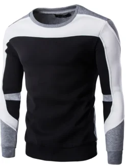 Hot OUKU Men's Hoodie Sweatshirt Pullover Hoodie Sweatshirt Black White Navy Blue Gray Crew Neck Hooded Color Block Graffiti Print Going out Streetwear Urban Cotton Streetwear Casual Hip Hop Spring Winter