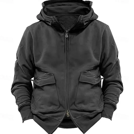Online OUKU Men's Hoodie Tactical Hoodie Black Navy Blue Khaki Dark Gray Hooded Plain Sports & Outdoor Sports Streetwear non-printing Designer Basic Casual Winter Clothing Apparel Hoodies Sweatshirts