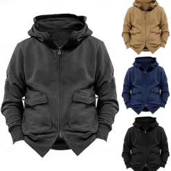 Online OUKU Men's Hoodie Tactical Hoodie Black Navy Blue Khaki Dark Gray Hooded Plain Sports & Outdoor Sports Streetwear non-printing Designer Basic Casual Winter Clothing Apparel Hoodies Sweatshirts