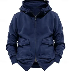 Online OUKU Men's Hoodie Tactical Hoodie Black Navy Blue Khaki Dark Gray Hooded Plain Sports & Outdoor Sports Streetwear non-printing Designer Basic Casual Winter Clothing Apparel Hoodies Sweatshirts
