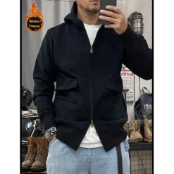 Outlet OUKU Men's Hoodie Tactical Hoodie Black Blue Khaki Dark Gray Hooded Plain Sports & Outdoor Sports Streetwear non-printing Designer Basic Casual Winter Clothing Apparel Hoodies Sweatshirts Long Sleeve