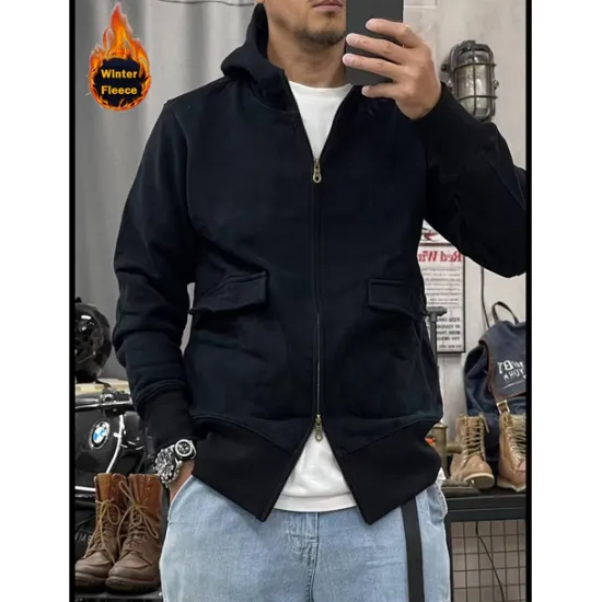 Outlet OUKU Men's Hoodie Tactical Hoodie Black Blue Khaki Dark Gray Hooded Plain Sports & Outdoor Sports Streetwear non-printing Designer Basic Casual Winter Clothing Apparel Hoodies Sweatshirts Long Sleeve