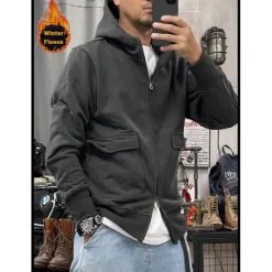 Outlet OUKU Men's Hoodie Tactical Hoodie Black Blue Khaki Dark Gray Hooded Plain Sports & Outdoor Sports Streetwear non-printing Designer Basic Casual Winter Clothing Apparel Hoodies Sweatshirts Long Sleeve