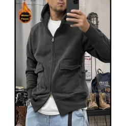 Outlet OUKU Men's Hoodie Tactical Hoodie Black Blue Khaki Dark Gray Hooded Plain Sports & Outdoor Sports Streetwear non-printing Designer Basic Casual Winter Clothing Apparel Hoodies Sweatshirts Long Sleeve