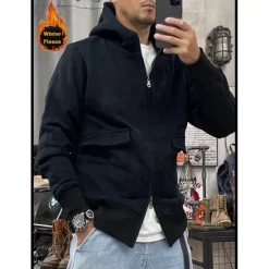 Outlet OUKU Men's Hoodie Tactical Hoodie Black Blue Khaki Dark Gray Hooded Plain Sports & Outdoor Sports Streetwear non-printing Designer Basic Casual Winter Clothing Apparel Hoodies Sweatshirts Long Sleeve