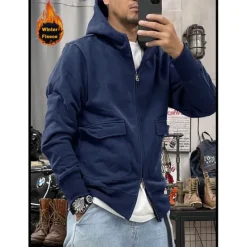 Outlet OUKU Men's Hoodie Tactical Hoodie Black Blue Khaki Dark Gray Hooded Plain Sports & Outdoor Sports Streetwear non-printing Designer Basic Casual Winter Clothing Apparel Hoodies Sweatshirts Long Sleeve