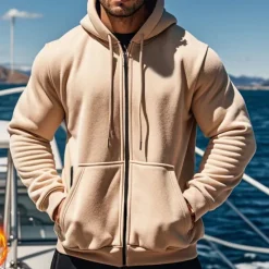 Discount OUKU Men's Hoodie Tracksuit Full Zip Hoodie Sweatsuit Black Navy Blue Khaki Gray Hooded Plain Pocket Drawstring 2 Piece Sports & Outdoor Daily Holiday Streetwear Basic Casual Fall & Winter Clothing Apparel