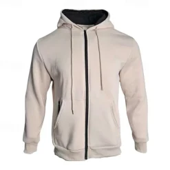 Discount OUKU Men's Hoodie Tracksuit Full Zip Hoodie Sweatsuit Black Navy Blue Khaki Gray Hooded Plain Pocket Drawstring 2 Piece Sports & Outdoor Daily Holiday Streetwear Basic Casual Fall & Winter Clothing Apparel