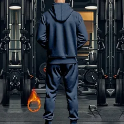 Discount OUKU Men's Hoodie Tracksuit Full Zip Hoodie Sweatsuit Black Navy Blue Khaki Gray Hooded Plain Pocket Drawstring 2 Piece Sports & Outdoor Daily Holiday Streetwear Basic Casual Fall & Winter Clothing Apparel