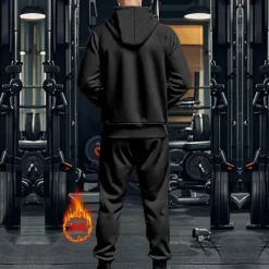 Discount OUKU Men's Hoodie Tracksuit Full Zip Hoodie Sweatsuit Black Navy Blue Khaki Gray Hooded Plain Pocket Drawstring 2 Piece Sports & Outdoor Daily Holiday Streetwear Basic Casual Fall & Winter Clothing Apparel