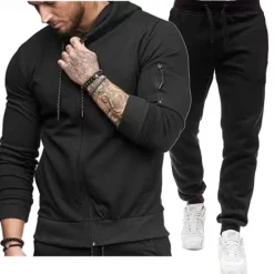 Clearance OUKU Men's Hoodie Tracksuit Full Zip Hoodie Sweatsuit Black Wine Light Grey Gray Hooded Plain 2 Piece Sports & Outdoor Daily Holiday Streetwear Basic Casual Spring & Fall Clothing Apparel Hoodies