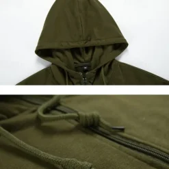 New OUKU Men's Hoodie Tracksuit Full Zip Hoodie Sweatsuit Army Green Khaki Gray Hooded Color Block Camouflage Patchwork 2 Piece Sports & Outdoor Daily Holiday Streetwear Basic Casual Spring & Fall Clothing