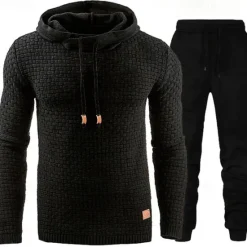 Best OUKU Men's Hoodie Tracksuit Sweatsuit Apricot Black White Army Green Red Hooded Plain 2 Piece Sports & Outdoor Daily Holiday Streetwear Basic Casual Spring & Fall Clothing Apparel Hoodies Sweatshirts