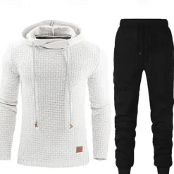 Best OUKU Men's Hoodie Tracksuit Sweatsuit Apricot Black White Army Green Red Hooded Plain 2 Piece Sports & Outdoor Daily Holiday Streetwear Basic Casual Spring & Fall Clothing Apparel Hoodies Sweatshirts