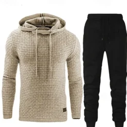 Best OUKU Men's Hoodie Tracksuit Sweatsuit Apricot Black White Army Green Red Hooded Plain 2 Piece Sports & Outdoor Daily Holiday Streetwear Basic Casual Spring & Fall Clothing Apparel Hoodies Sweatshirts