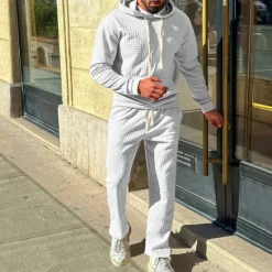 Best OUKU Men's Hoodie Tracksuit Sweatsuit Black White Army Green Khaki Dark Gray Hooded Plain Drawstring 2 Piece Front Pocket Sports & Outdoor Daily Holiday Streetwear Basic Casual Spring & Fall Clothing