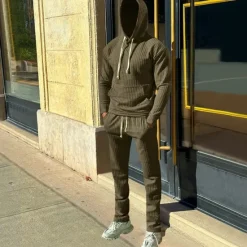 Best OUKU Men's Hoodie Tracksuit Sweatsuit Black White Army Green Khaki Dark Gray Hooded Plain Drawstring 2 Piece Front Pocket Sports & Outdoor Daily Holiday Streetwear Basic Casual Spring & Fall Clothing