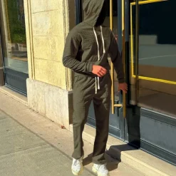Best OUKU Men's Hoodie Tracksuit Sweatsuit Black White Army Green Khaki Dark Gray Hooded Plain Drawstring 2 Piece Front Pocket Sports & Outdoor Daily Holiday Streetwear Basic Casual Spring & Fall Clothing