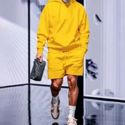 Outlet OUKU Men's Hoodie Tracksuit Sweatsuit Black White Yellow Camel Dark Gray Hooded Plain Drawstring 2 Piece Front Pocket Sports & Outdoor Daily Holiday Streetwear Basic Casual Fall & Winter Clothing Apparel