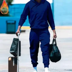 Best OUKU Men's Hoodie Tracksuit Sweatsuit Black White Red Royal Blue Orange Hooded Plain Drawstring 2 Piece Front Pocket Sports & Outdoor Daily Holiday Streetwear Basic Casual Fall & Winter Clothing Apparel