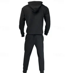Clearance OUKU Men's Hoodie Tracksuit Sweatsuit Black White Army Green Khaki Gray Hooded Plain Jacquard 2 Piece Sports & Outdoor Daily Holiday Polyester Streetwear Basic Casual Spring & Fall Clothing Apparel