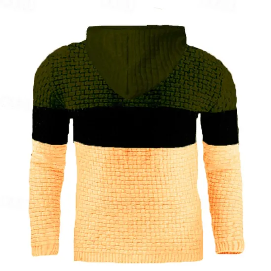 Hot OUKU Men's Hoodie Waffle Hoodies White Yellow Army Green Red Navy Blue Hooded Color Block Patchwork Ribbed Textured Sports & Outdoor Daily Holiday Polyester Streetwear Basic Casual Spring & Fall Clothing