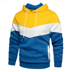 Best OUKU Men's Hoodie White Yellow Army Green Red Orange Hooded Color Block Patchwork Pocket Sports & Outdoor Daily Holiday Streetwear Basic Casual Spring & Fall Clothing Apparel Hoodies Sweatshirts