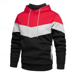 Best OUKU Men's Hoodie White Yellow Army Green Red Orange Hooded Color Block Patchwork Pocket Sports & Outdoor Daily Holiday Streetwear Basic Casual Spring & Fall Clothing Apparel Hoodies Sweatshirts