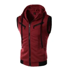 New OUKU Men's Hoodie Wine Red Light Grey Dark Gray Hooded Color Block Sports & Outdoor Polyester Casual Clothing Apparel Hoodies Sweatshirts Sleeveless