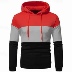 Best OUKU Men's Hoodie Yellow Army Green Red Gray Hooded Color Block Patchwork Sports & Outdoor Daily Holiday Streetwear Basic Casual Spring & Fall Clothing Apparel Hoodies Sweatshirts