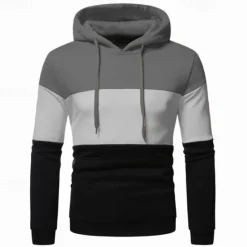 Best OUKU Men's Hoodie Yellow Army Green Red Gray Hooded Color Block Patchwork Sports & Outdoor Daily Holiday Streetwear Basic Casual Spring & Fall Clothing Apparel Hoodies Sweatshirts