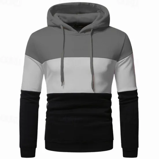 Best OUKU Men's Hoodie Yellow Army Green Red Gray Hooded Color Block Patchwork Sports & Outdoor Daily Holiday Streetwear Basic Casual Spring & Fall Clothing Apparel Hoodies Sweatshirts