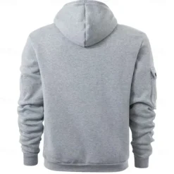 Sale OUKU Men's Hoodie Zip Hoodie Sweatshirt Thick Hoodies Tactical Black Navy Blue Khaki Light Grey Dark Gray Hooded Plain Work Sports & Outdoor Casual Streetwear Basic Casual Spring & Fall Cross-Seasons