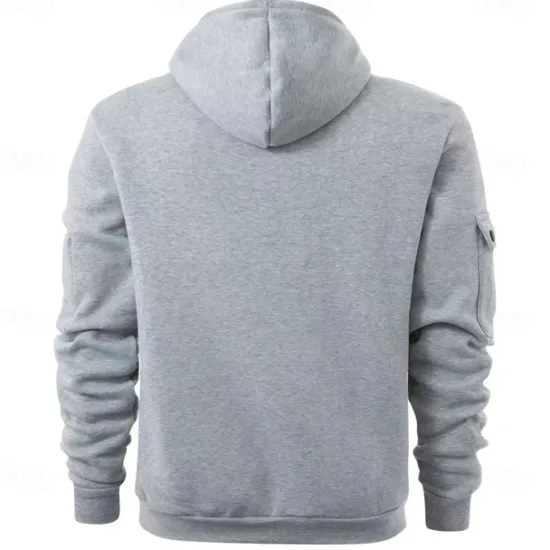 Sale OUKU Men's Hoodie Zip Hoodie Sweatshirt Thick Hoodies Tactical Black Navy Blue Khaki Light Grey Dark Gray Hooded Plain Work Sports & Outdoor Casual Streetwear Basic Casual Spring & Fall Cross-Seasons