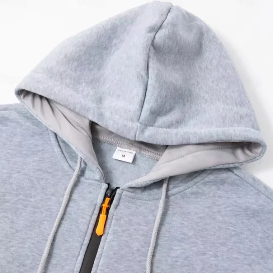 Sale OUKU Men's Hoodie Zip Hoodie Sweatshirt Thick Hoodies Tactical Black Navy Blue Khaki Light Grey Dark Gray Hooded Plain Work Sports & Outdoor Casual Streetwear Basic Casual Spring & Fall Cross-Seasons