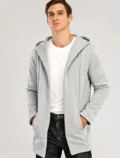 Online OUKU Men's Hoodied Jacket Casual Jacket Daily Wear Hooded Casual Jacket Outerwear Plain Black White Light Grey