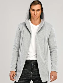 Online OUKU Men's Hoodied Jacket Casual Jacket Daily Wear Hooded Casual Jacket Outerwear Plain Black White Light Grey