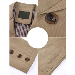 Online OUKU Men's Horse Print Cotton Suit Jacket Suits Coat Blazer Casual Outdoor Dailywear Long Sleeve Notch Lapel Collar Outwear Pockets Button Down Stripe Lined Suit Jacket Fall Winter Black khaki Army Green