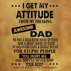 Hot OUKU Men's I Get My Attitude From My Freaking Awesome Dad Sweatshirt Pullover Lightweight Hoodie Long Sleeve Sweatshirt Crew Neck Designer Basic 3D Sports Outdoor Daily Spring Fall