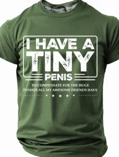 Online OUKU Men's I Have A Tiny Penis Adult Humor T Shirt Short Sleeve T shirt 3D Print Crew Neck Shirt Fashion Daily Street Casual Black Red Blue Summer Spring Clothing Apparel