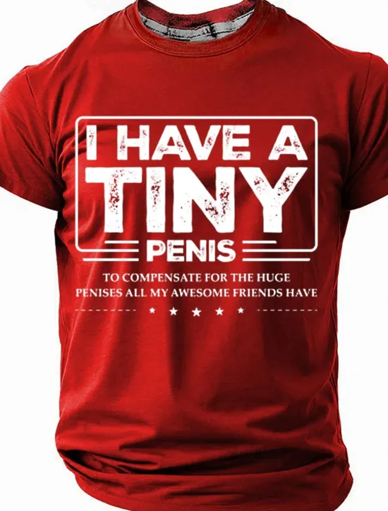 Online OUKU Men's I Have A Tiny Penis Adult Humor T Shirt Short Sleeve T shirt 3D Print Crew Neck Shirt Fashion Daily Street Casual Black Red Blue Summer Spring Clothing Apparel
