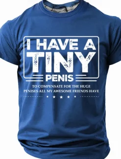 Online OUKU Men's I Have A Tiny Penis Adult Humor T Shirt Short Sleeve T shirt 3D Print Crew Neck Shirt Fashion Daily Street Casual Black Red Blue Summer Spring Clothing Apparel