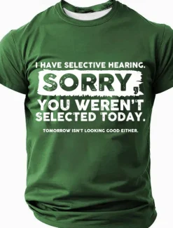 Online OUKU Men's I Have Selective Hearing Sorry You Weren't Selected Today T Shirt Short Sleeve T shirt 3D Print Crew Neck Shirt Fashion Daily Street Casual Summer Spring Clothing