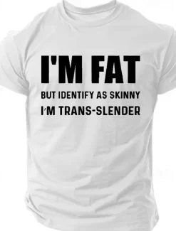 Discount OUKU Men's I'm Fat But Identify As Skinny I Am Trans-Slender T-Shirt T Shirt Short Sleeve T shirt 3D Print Crew Neck Shirt Retro Vintage Street Sports Outdoor Holiday Spring & Summer Clothing