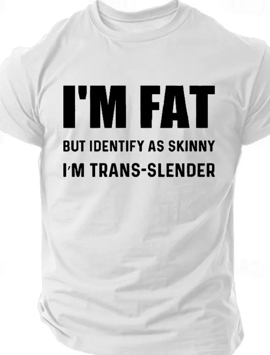 Discount OUKU Men's I'm Fat But Identify As Skinny I Am Trans-Slender T-Shirt T Shirt Short Sleeve T shirt 3D Print Crew Neck Shirt Retro Vintage Street Sports Outdoor Holiday Spring & Summer Clothing
